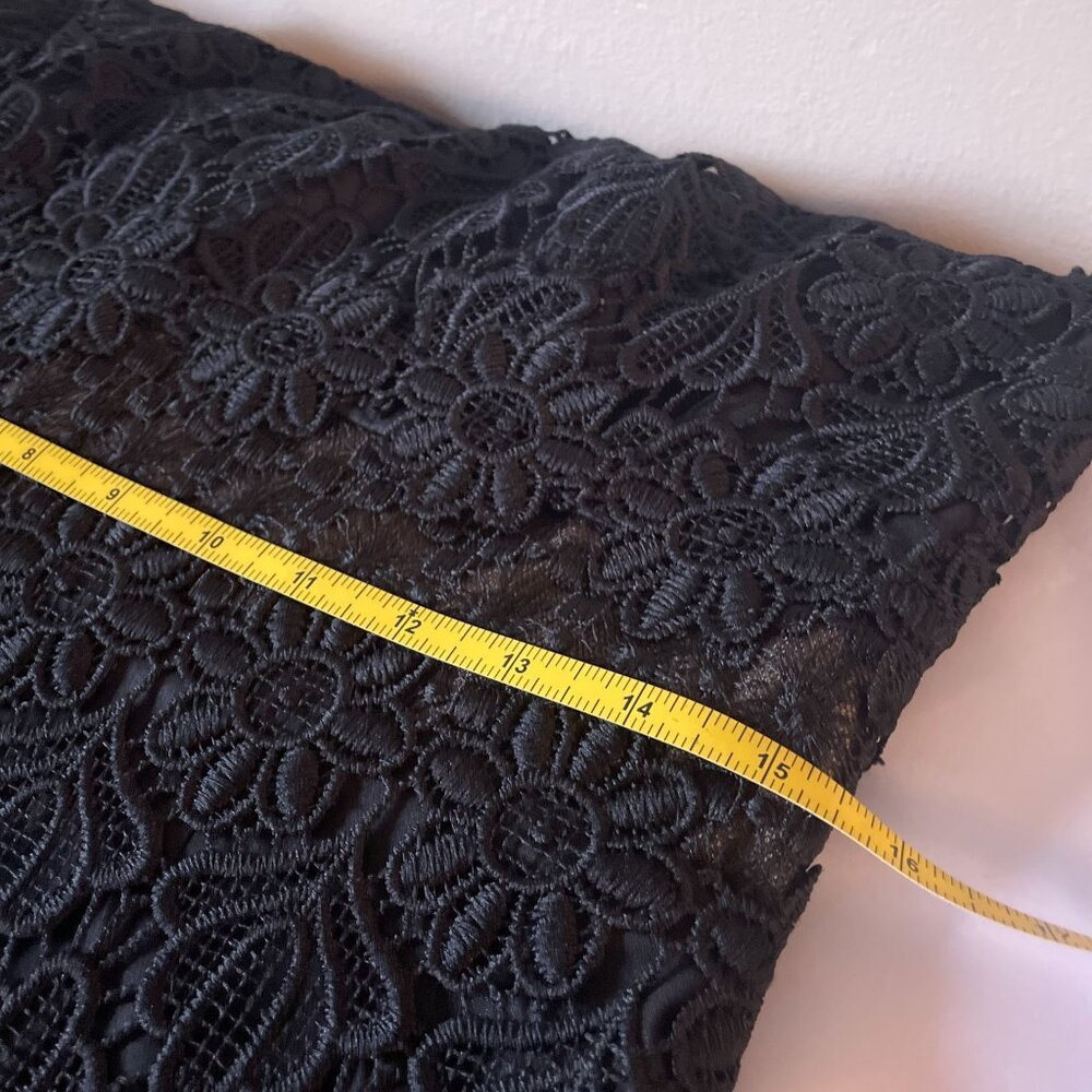 Anthropologie ML Monique Lhuillier Black Floral Lace Sheath Dress Sz 10 - Picture 15 of 16